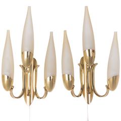 Wonderful Pair of 1950s Italian Candelabra Sconces in the Manner of Stilnovo 9