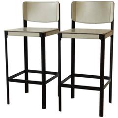 Pair of Mateo Grassi Sistina Italian Leather Bar Stools, Italy