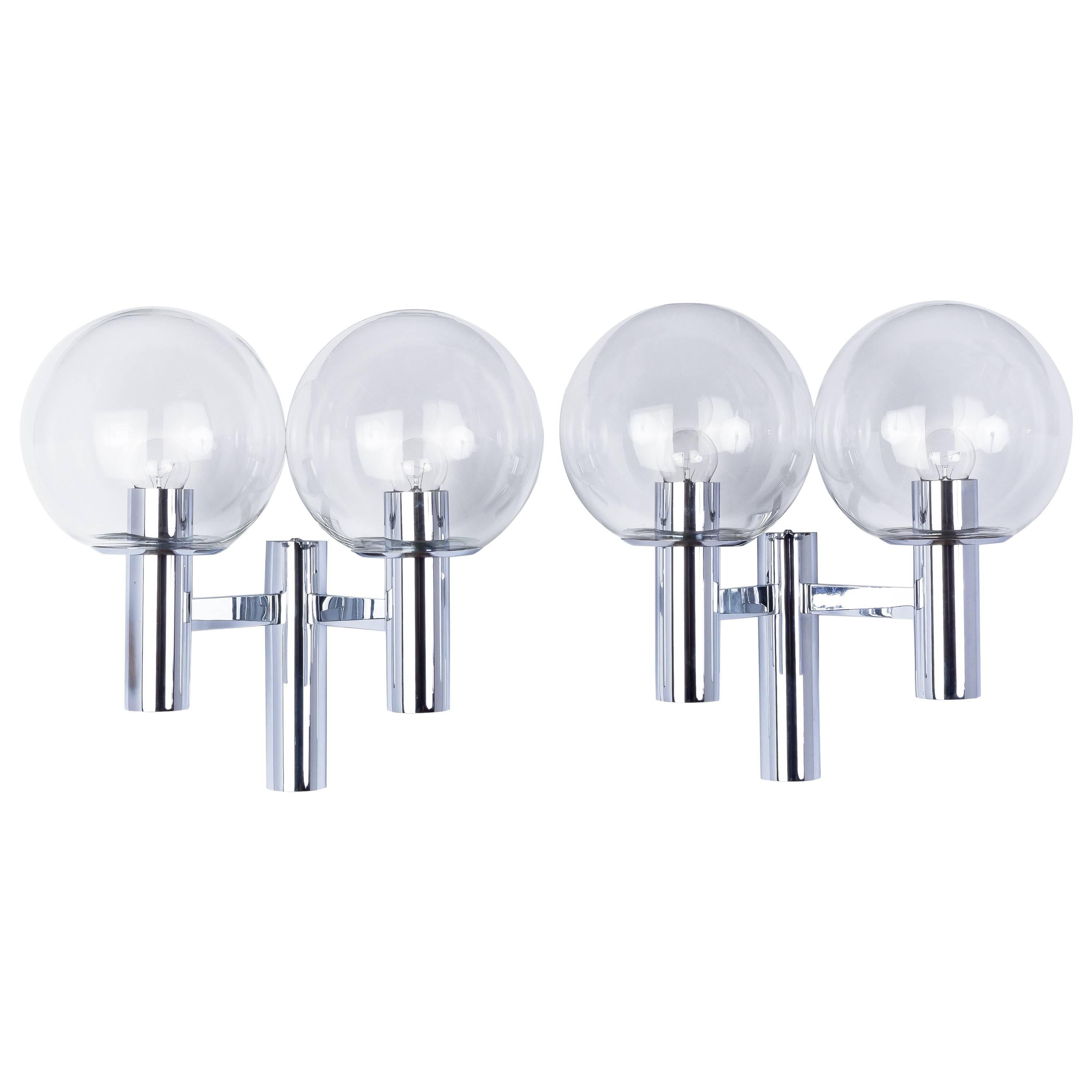 Pair of Chrome and Glass Wall Sconces by OTT International