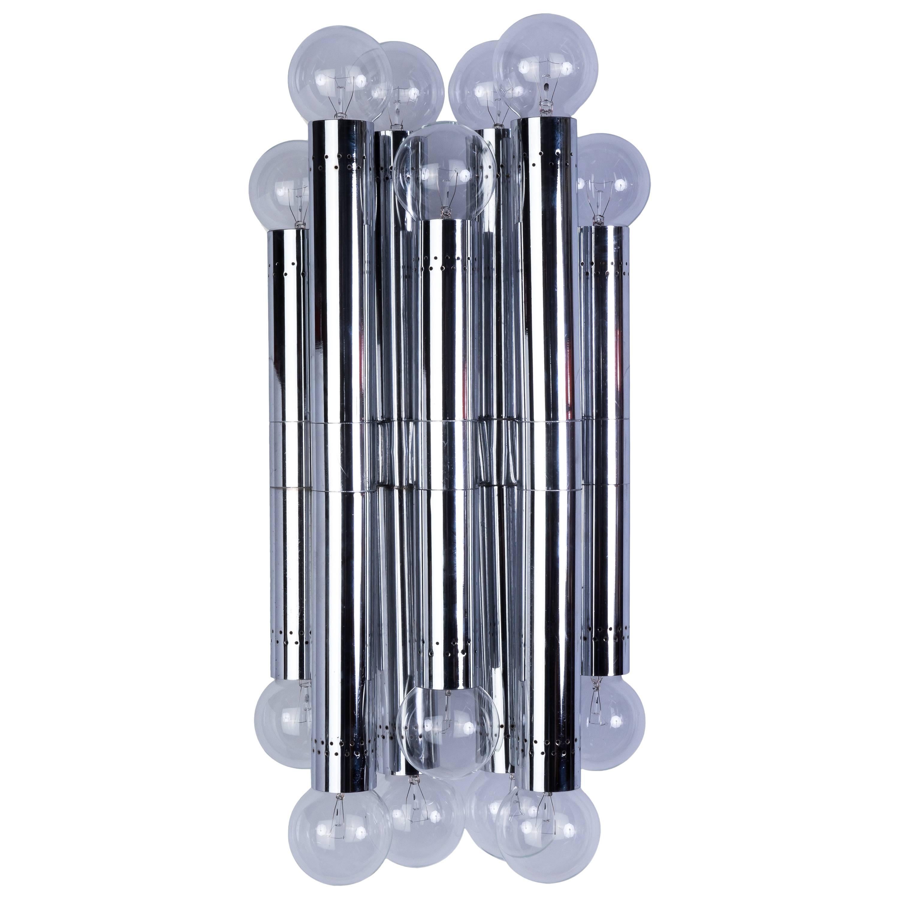 Oversized Mid-Century Modernist Cinema Sconce by Sciolari For Sale