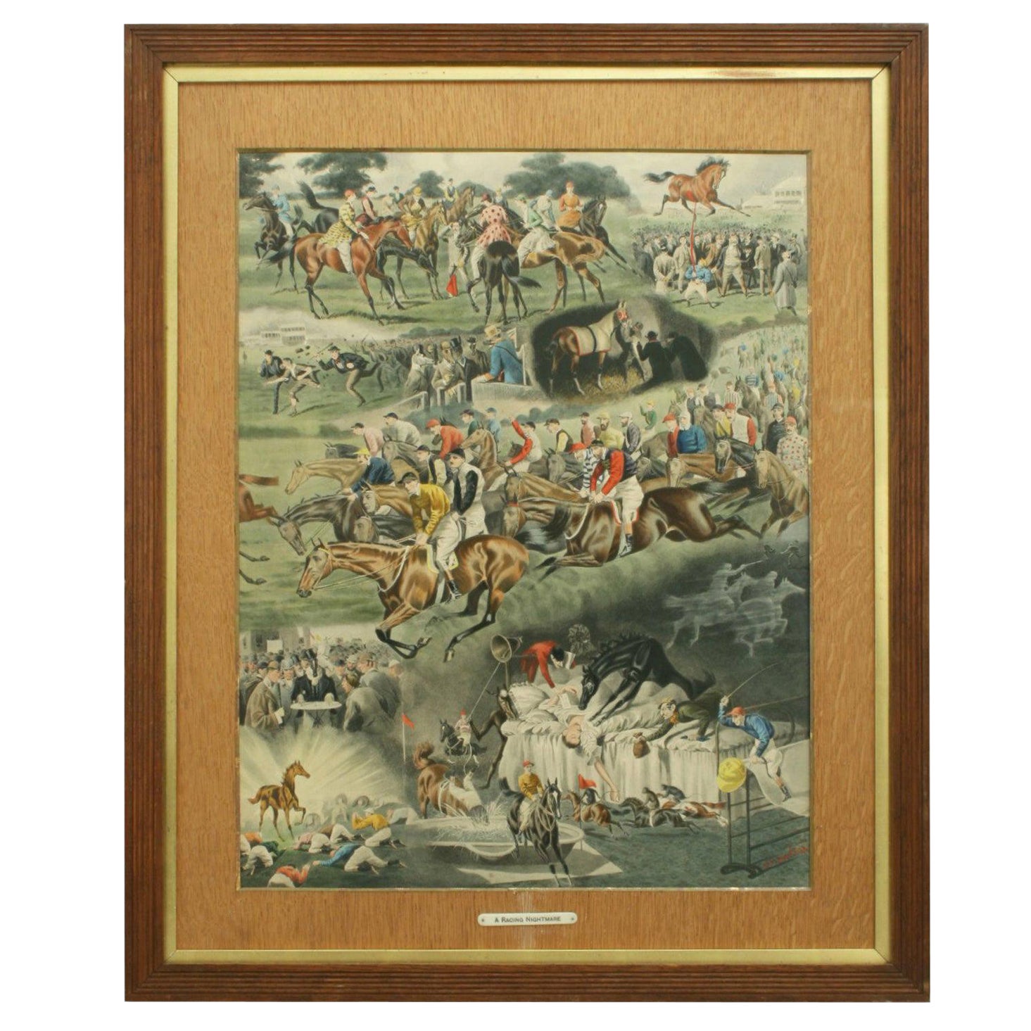 Horses Racing Print, a Racing Nightmare, Alfred Charles Havell