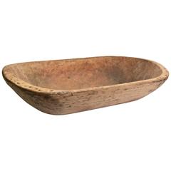 Large Hand-Carved Rustic Wooden Bowl