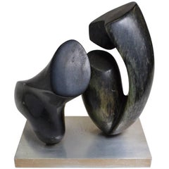 Black Marble Sculpture Two Opposing Forms 8