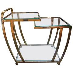 Italian Mid-Century Modern Brass and Glass Bar Cart 2