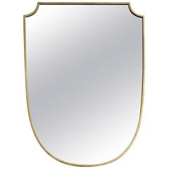 Shield Shaped Italian Brass Framed Mirror 4