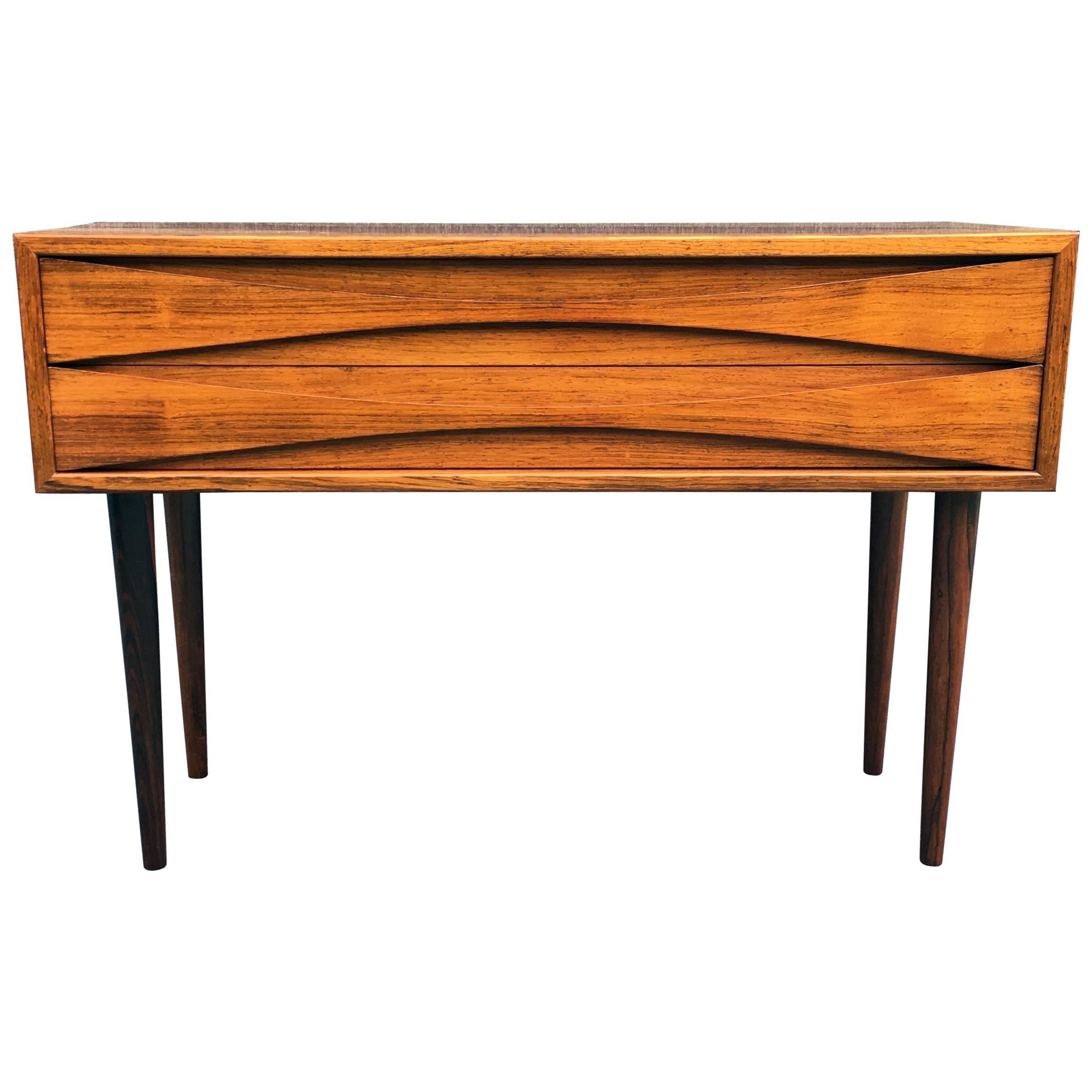 Long Two Drawer Rosewood Side Table by Arne Vodder for N.C.Mobler