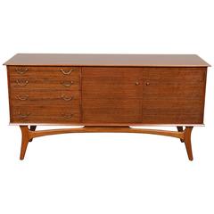 Vintage English Mid-Century Low Sideboard in Tola Wood