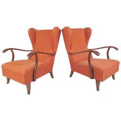 Pair of Paolo Buffa Attributed Wingback Lounge Chairs 9