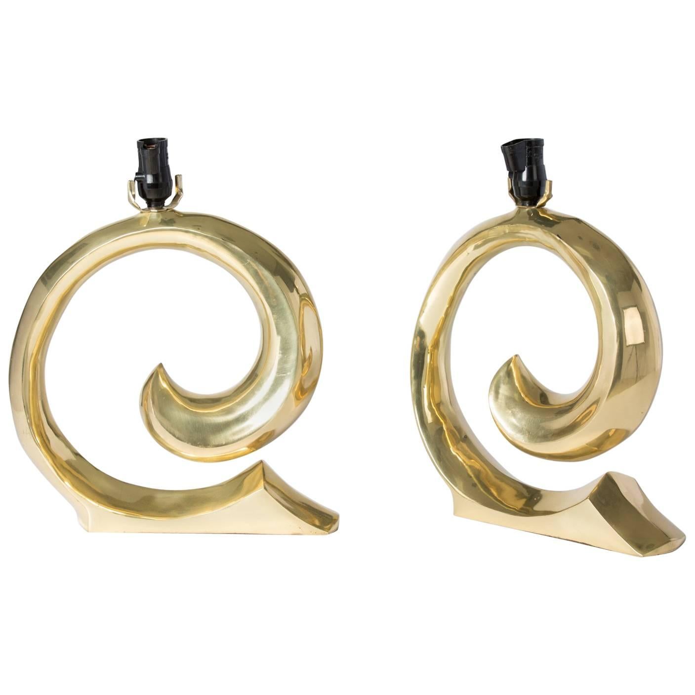 Pierre Cardin Logo Brass Table Lamps For Sale