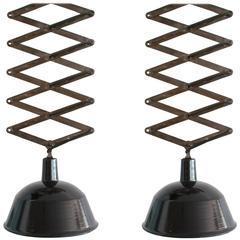 Pair of Vintage French Industrial Accordion Metal Pendants 9