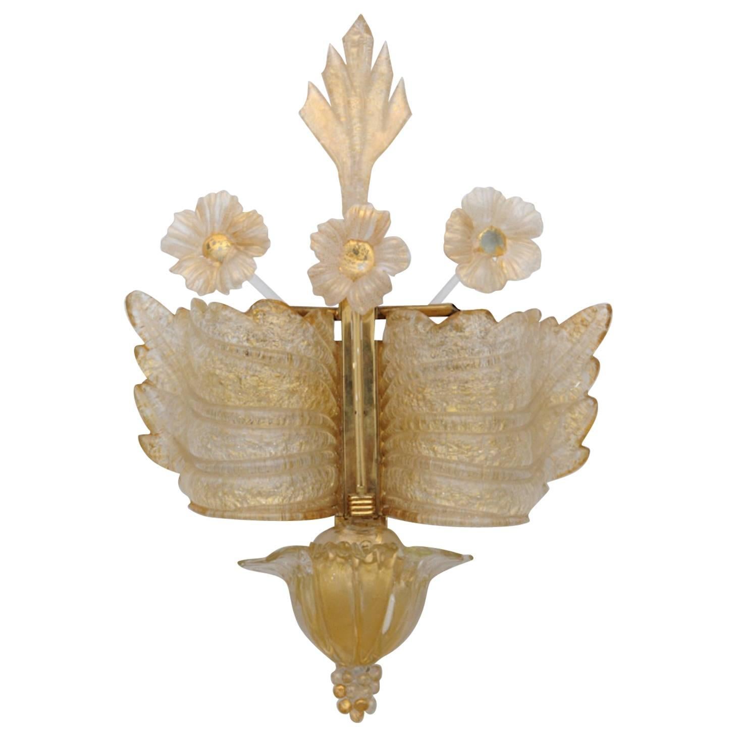 Barvoier et Toso Murano Rugiada Glass Wall Sconce For Sale