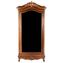 French Antique Single-Door Solid Walnut Armoire by Poitreau Freres Circa 1890
