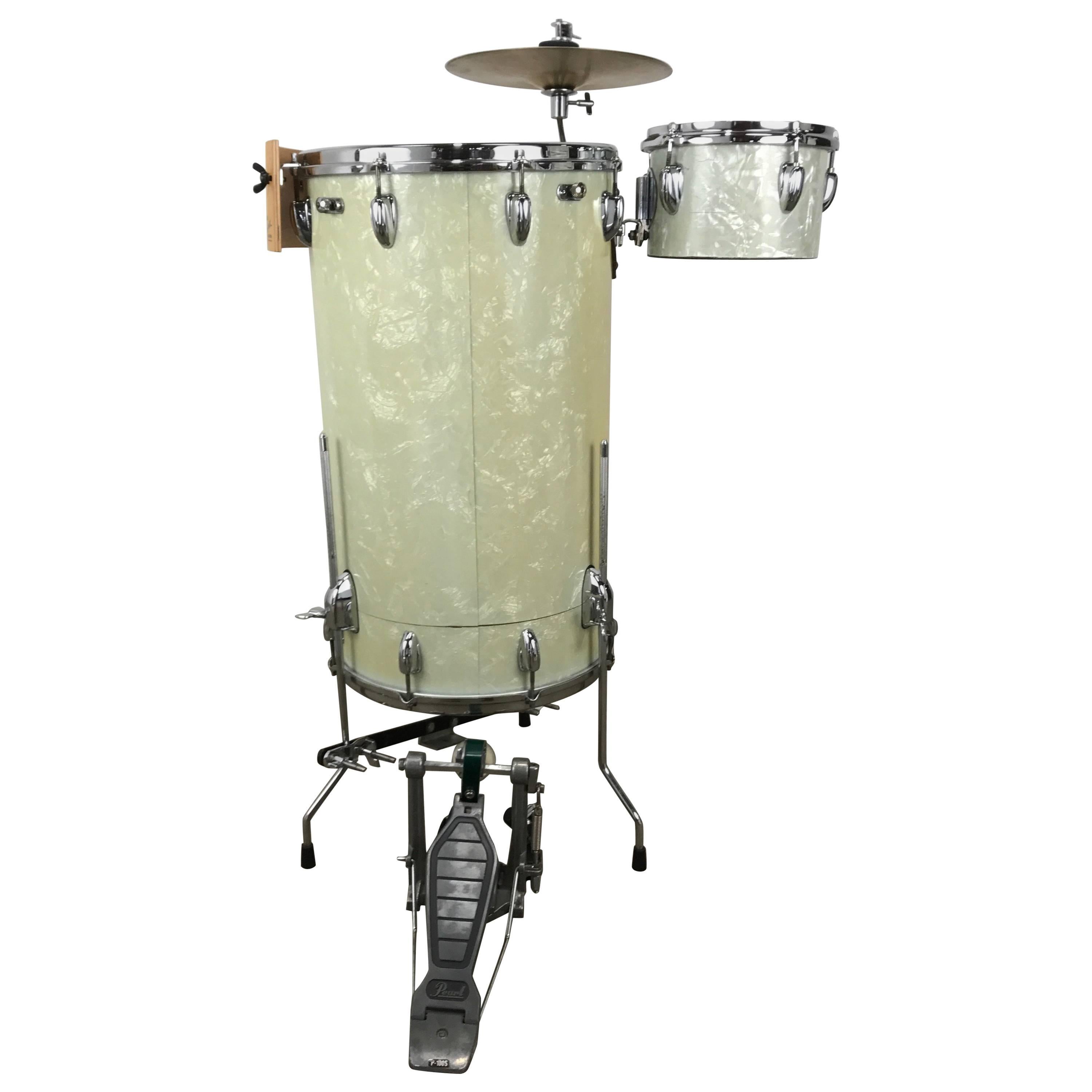 1960s Slingerland White Pearl Cocktail Kit Drum Set