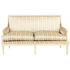 Vintage Louis XVI-Style Down Filled Settee from Paris Mid-20th Century 