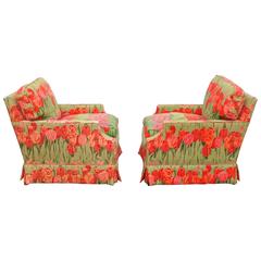 Pair of Vibrantly Upholstered Armchairs