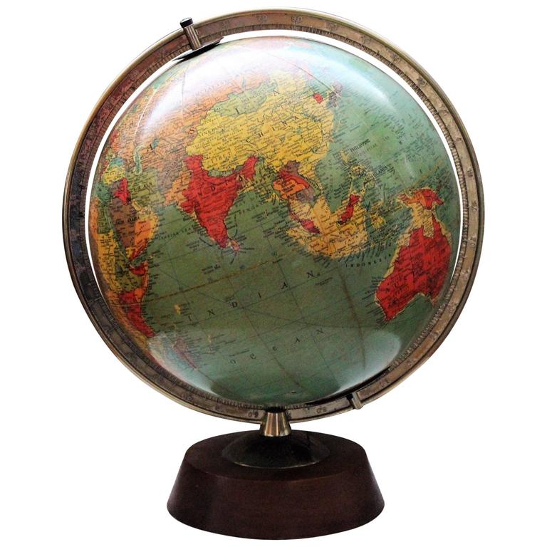 Replogle 12 Inch Library Blown Glass Illuminated Globe at 1stDibs