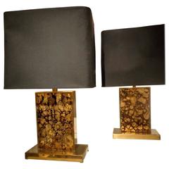 Pair of Willy Daro "Verre Eglomisé" Table Lamps