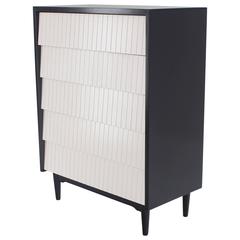 Louver Front Five Drawers High Chest Dresser Black and White