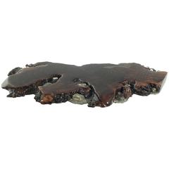 Contemporary Art Shelf or Console in Walnut with Crystals and Gemstones 9