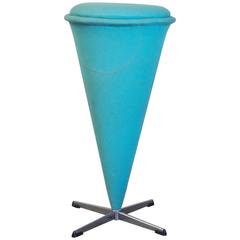 1958, Verner Panton for Rosenthal, Cone High Stool, Original Turqois Linen Fabri 6