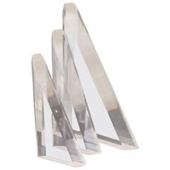 Three Bijan Bahar Triangular Lucite Sculptures 1