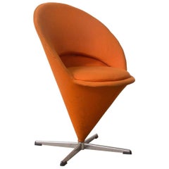 1958, Verner Panton for Rosenthal, Cone Chair in Original Orange Linen Fabric