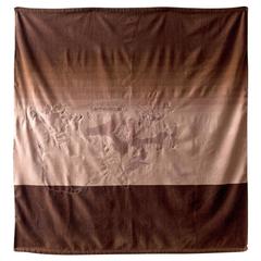 Cashmere Wool Hand embroidered Horizon Throw 2 - Brown & Taupe 2