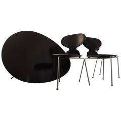 Arne Jacobsen Egg Table and Four "Ant" Chairs for Fritz Hansen 6