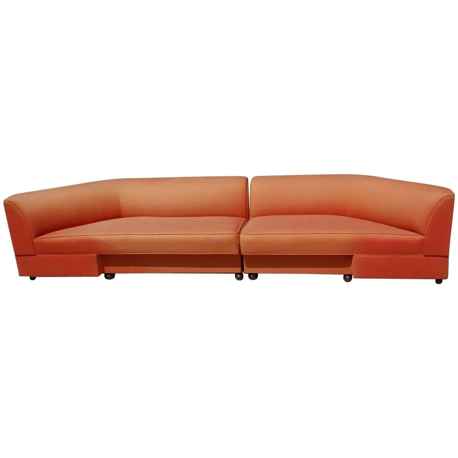 Large Mid-Century Two-Piece Sectional Couch