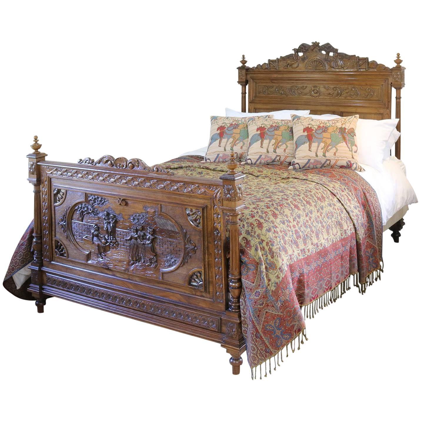 Carved Oak Breton Bed WK76