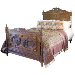 Antique Carved Oak Breton Bed WK76