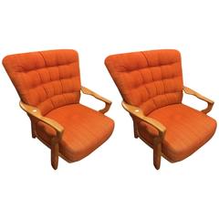 Beautiful Pair of Guilleme Et Chambron Armchairs circa 1960