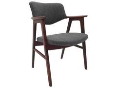 Danish Erik Kirkegaard Teak and Grey Wool Desk Armchair Midcentury Chair
