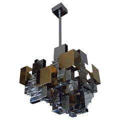 Midcentury Cubist Chandelier by Gaetano Sciolari, Italy, 1960 9