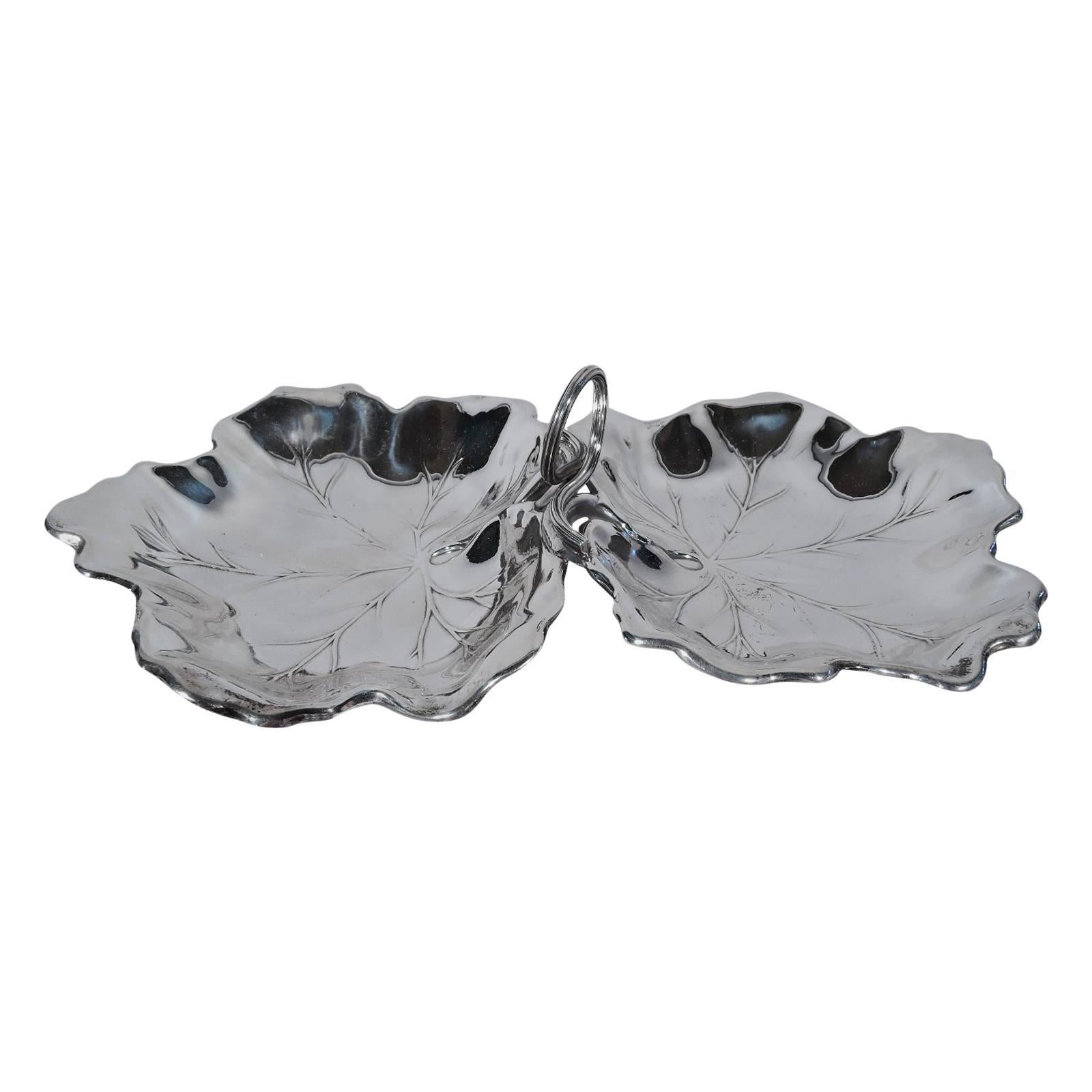 Reed & Barton Sterling Silver Double Leaf Dish