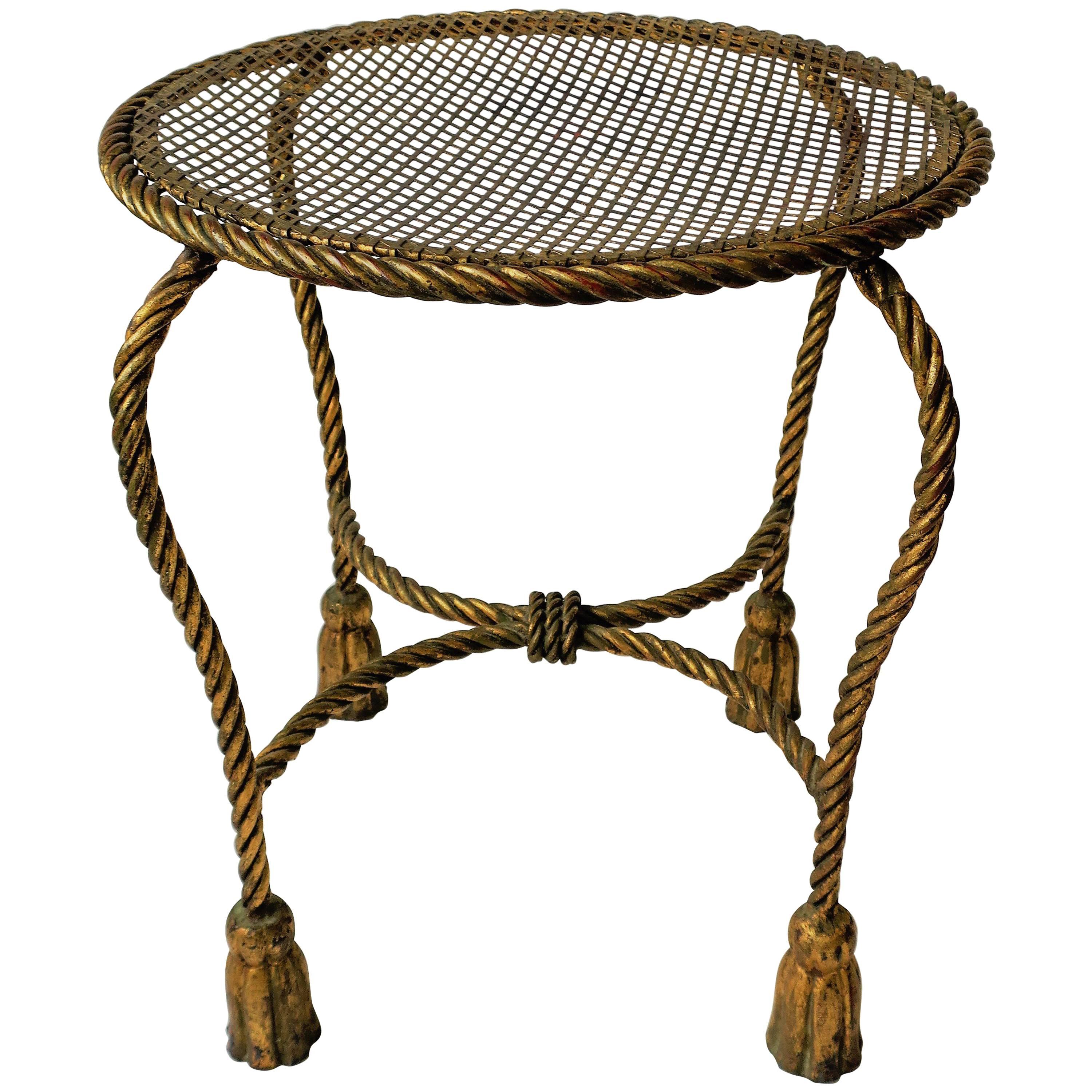 Midcentury Italian Gold Gilt Stool or Vanity Chair