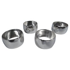 Set of Four Tiffany Modern Sterling Silver Napkin Rings