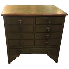 Antique Solid Wood Workman's Chest with Original Distressed Finish