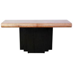 Aldo Tura Parchment and Lacquered Wood Console