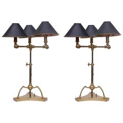 Pair of Chapman Brass Adjustable Library Lamps
