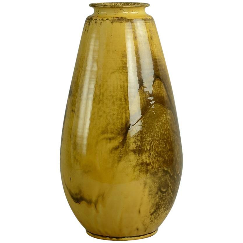 Earthenware Vase with Yellow Glaze by Svend Hammershøi for Herman Kahler For Sale