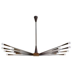 Rare Fourteen-Arm Brass Chandelier by Oscar Torlasco 8