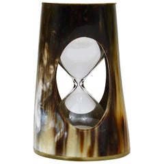 Mid-Century Carl Aubock Horn Hourglass, Sand Timer, Brass, Austria, 1950s