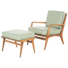 Mid-Century Modern Carlo di Carli Lounge Chair and Ottoman Newly Reupholstered 1