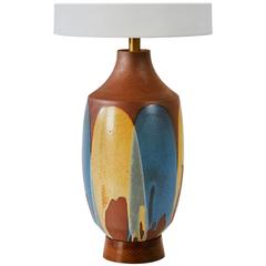 Ceramic Drip Glaze Table Lamp by David Cressey