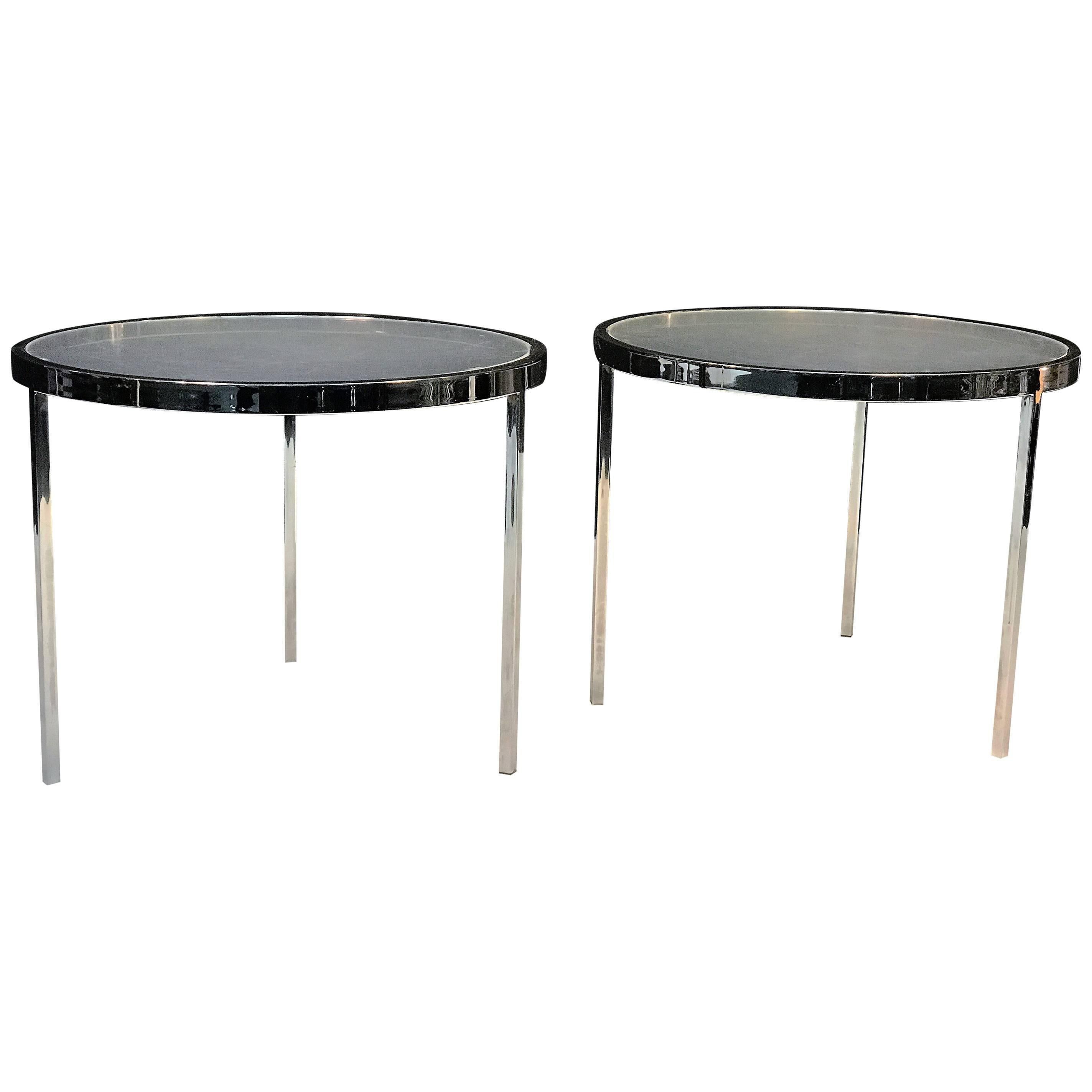 Great Pair of Round Chrome Tables by Milo Baughman For Sale