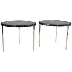 Great Pair of Round Chrome Tables by Milo Baughman