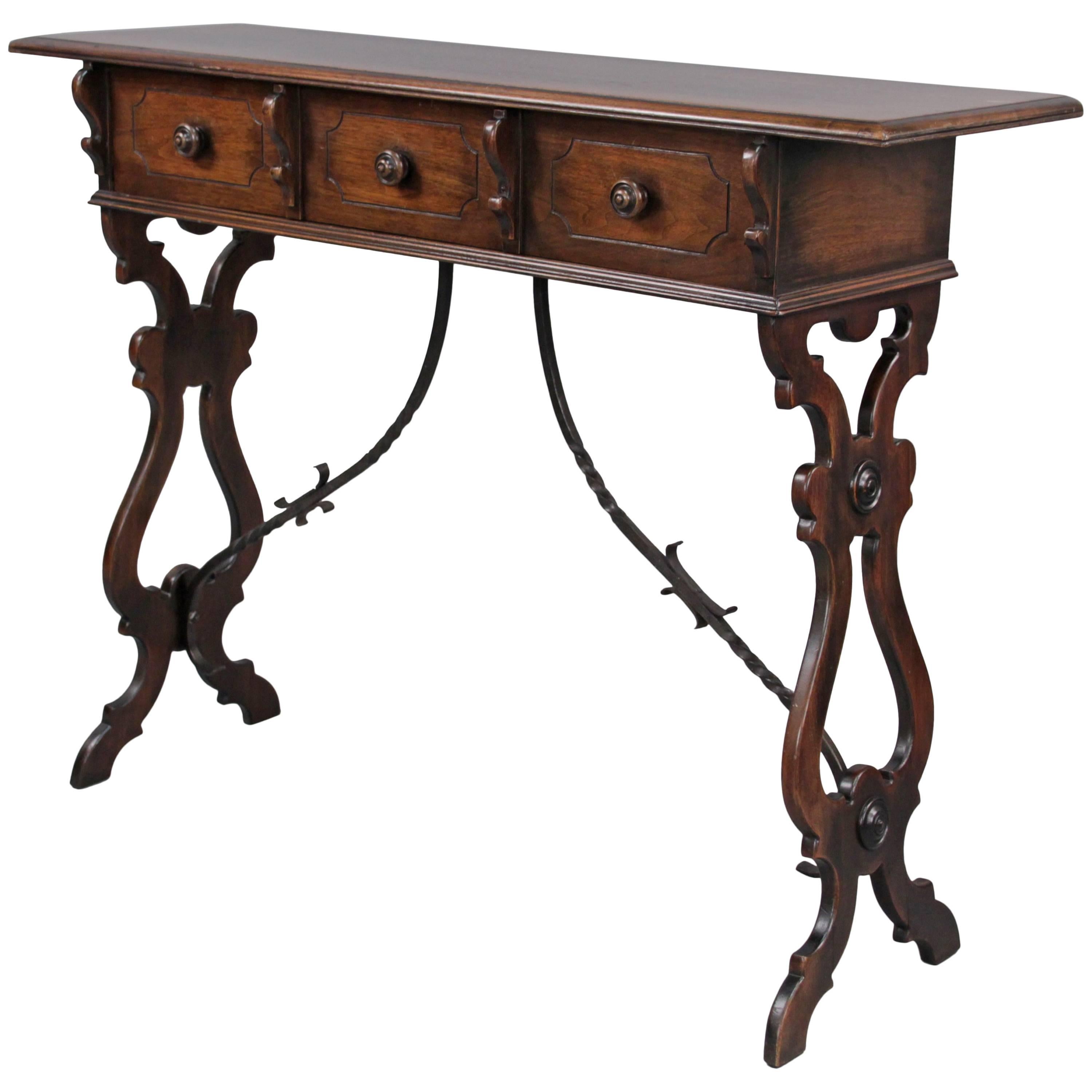 Hard to Find Spanish Revival Walnut Console Table