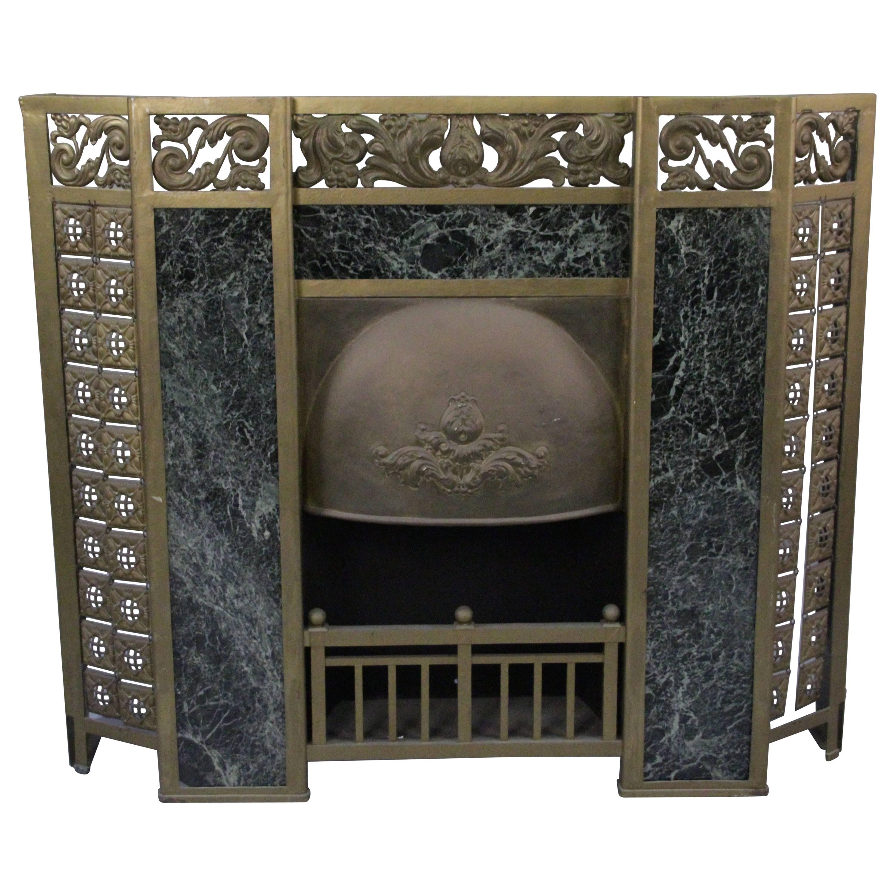 Early Brass and Marble 1900s Fireplace Surround For Sale