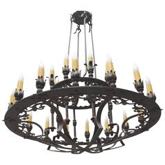 Custom Two-Tiered Wrought Iron Spanish Chandelier 3